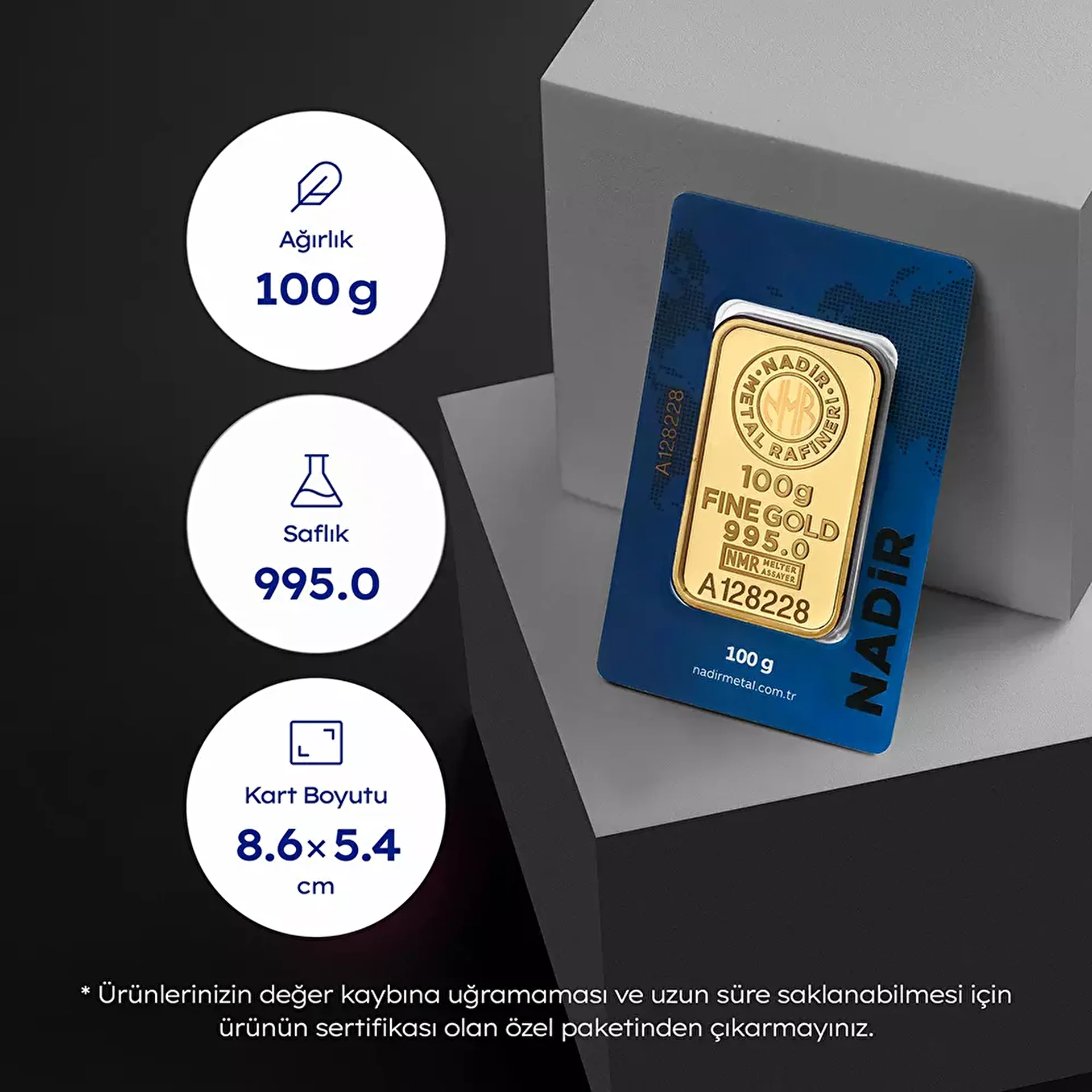 NadirGold 100 Gr Külçe Altın - 3