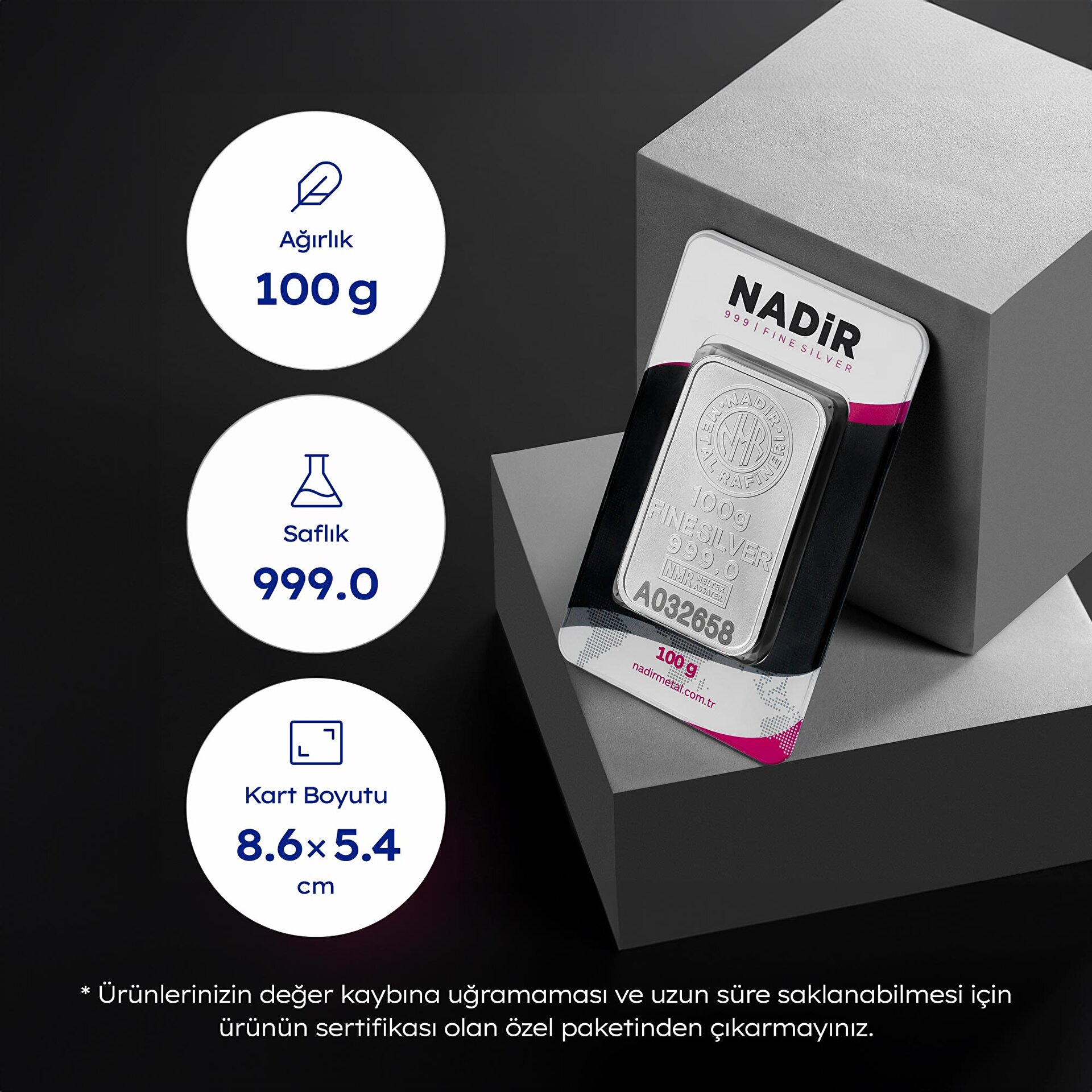 NadirGold 100 Gr Gümüş Külçe - 4