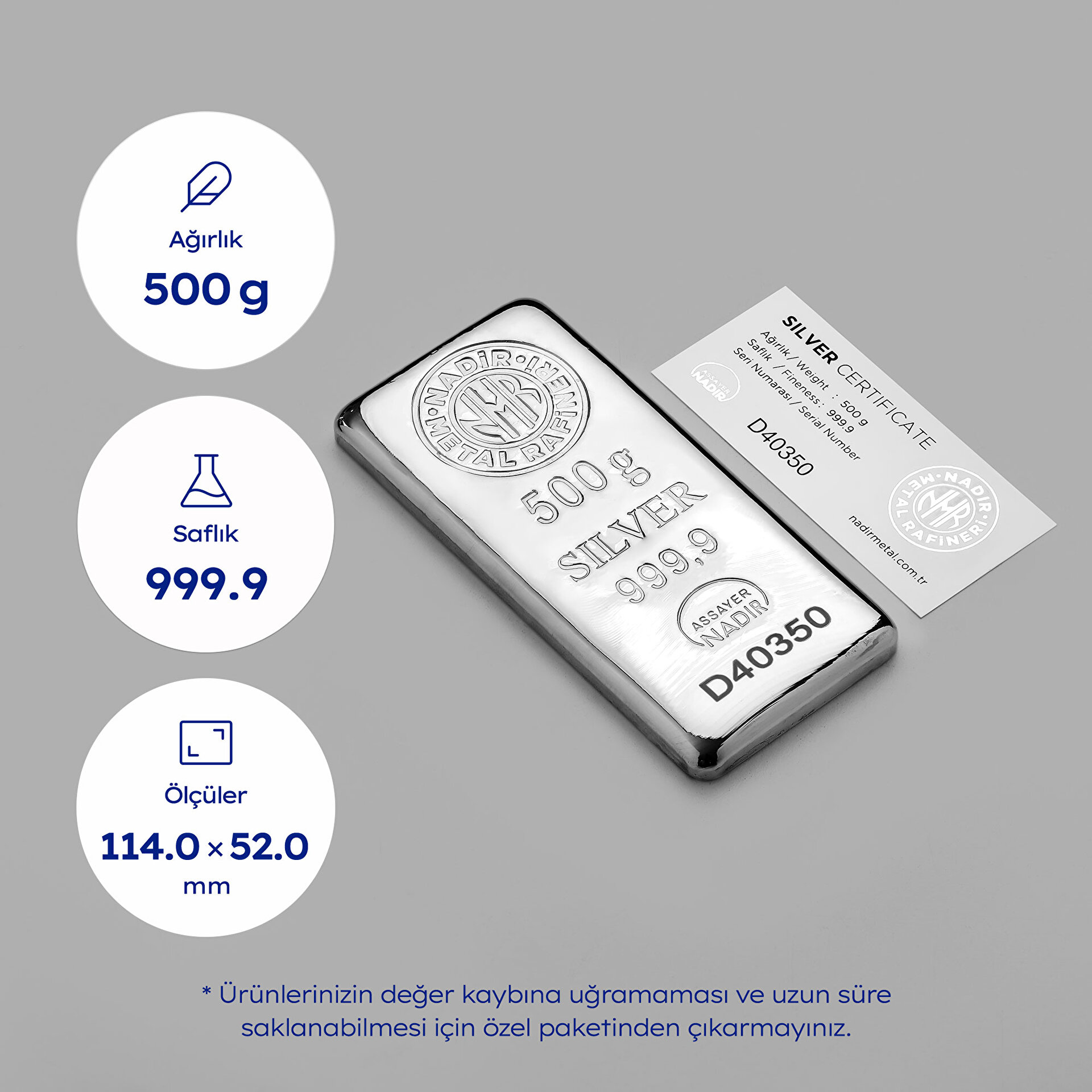 NadirGold 500 Gr Gümüş Külçe - 3
